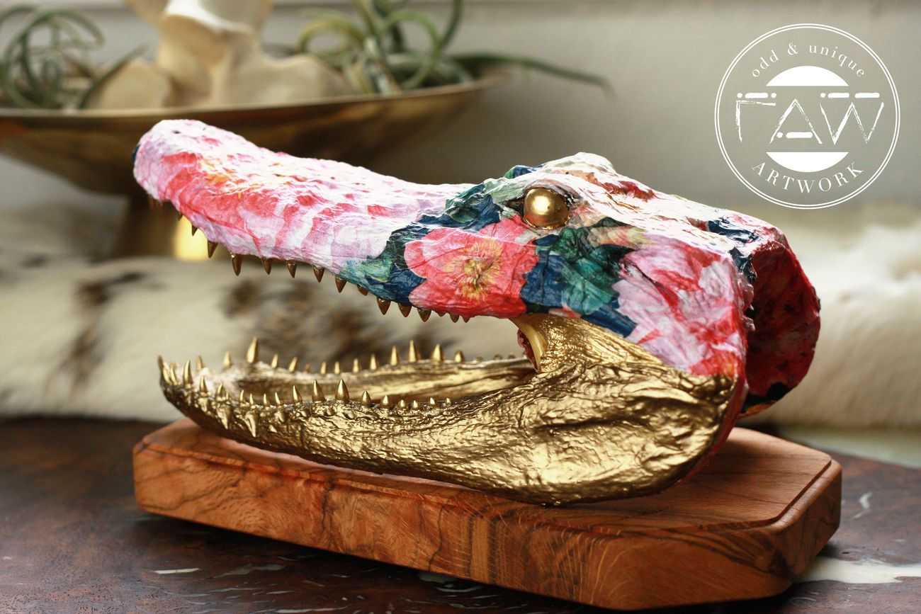 Floral and Gold Gator