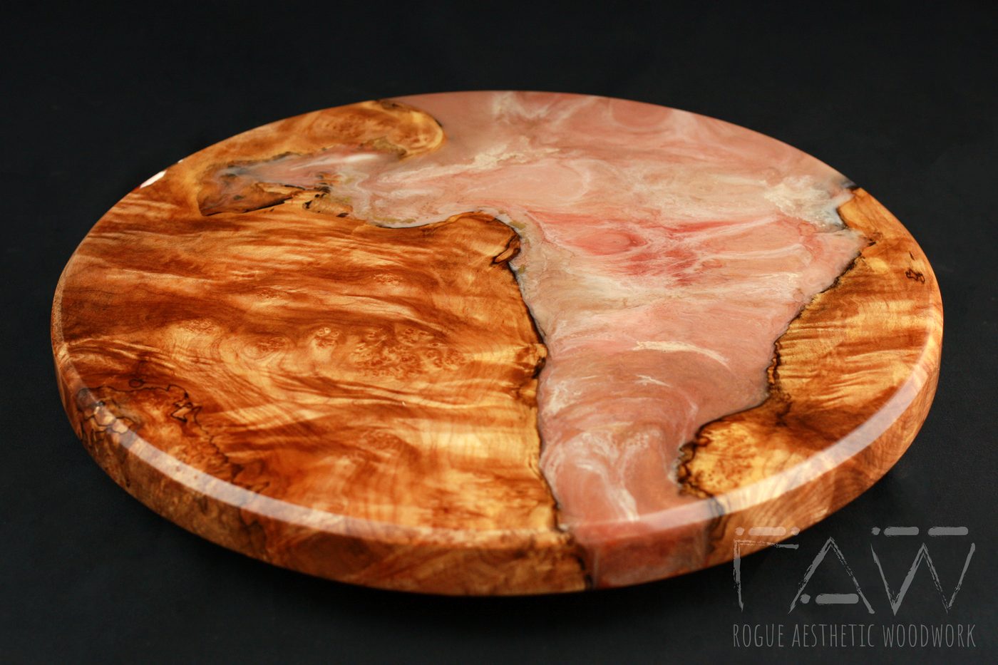 Maple Burl Lazy Susan, Copper Marble